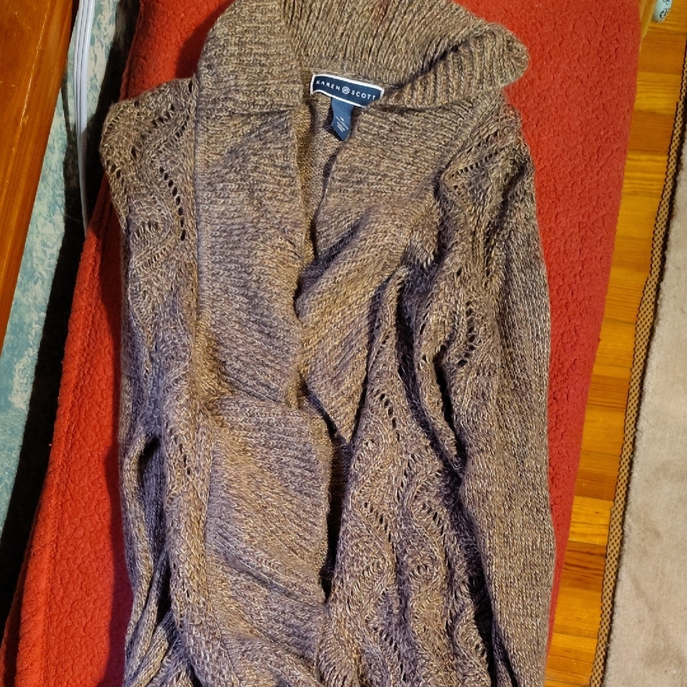 Karen Scott Women's Textured Brown Cardigan